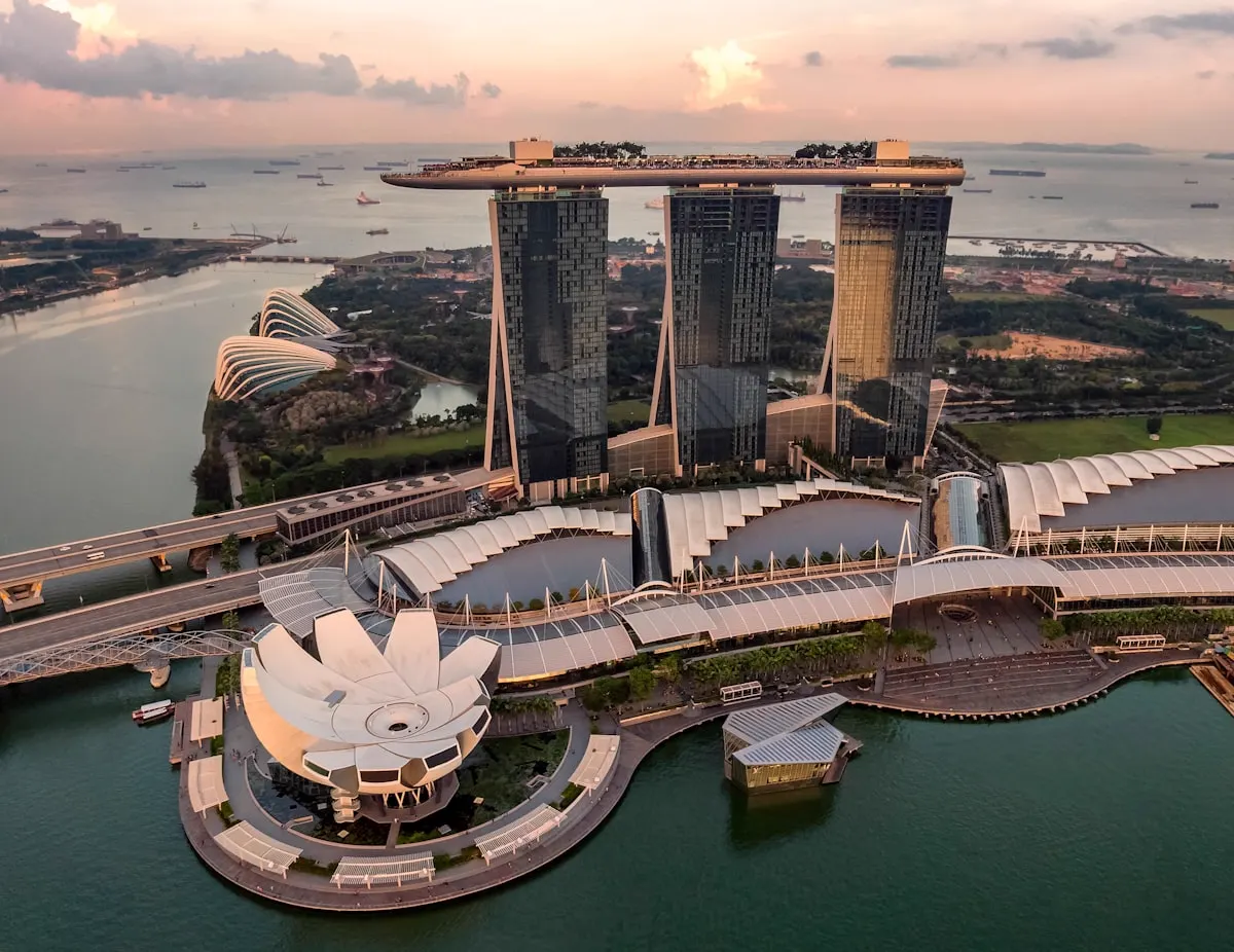 The Singapore skyline at Marina Bay